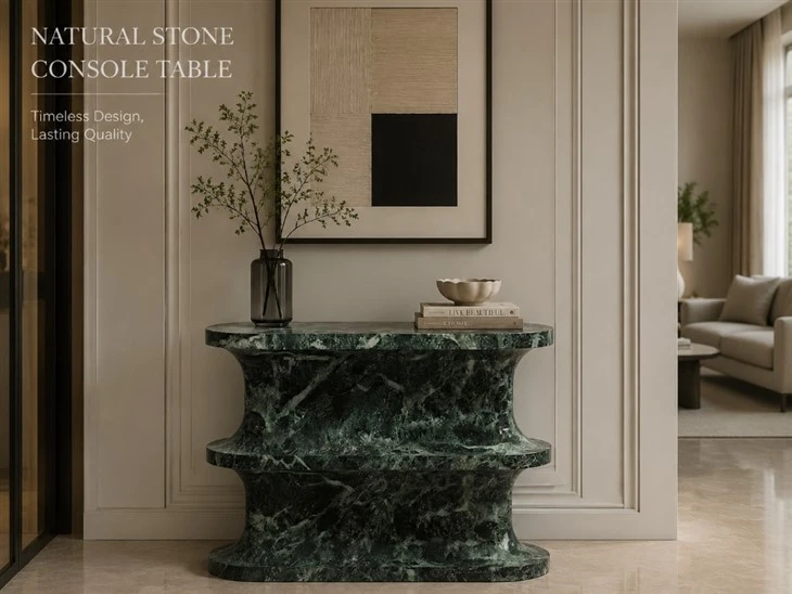 Table console en marbre vert