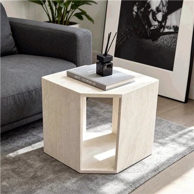 Table d'appoint en marbre beige
