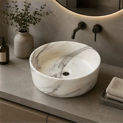 Lavabo en marbre blanc